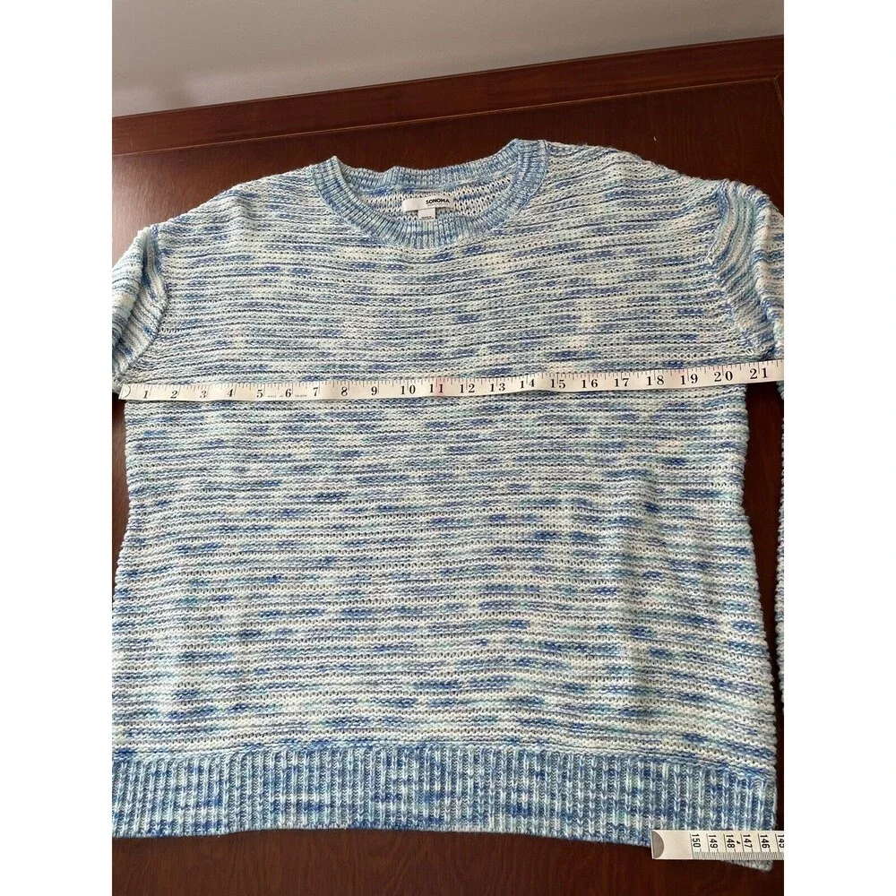 Sonoma Size Large White Blue White Aqua Sweater Knit